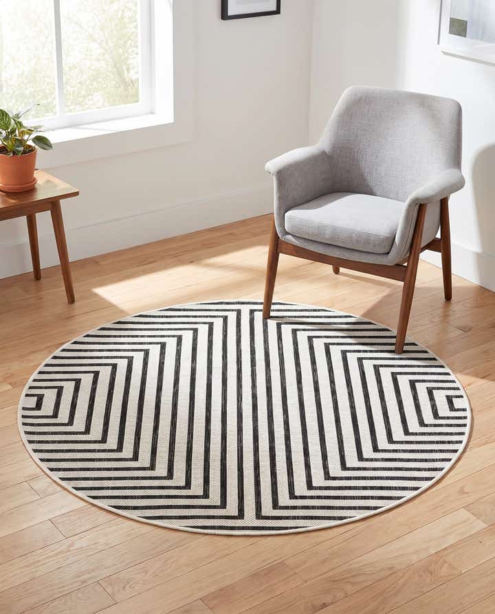 4' x 4' Easy-Clean Modern Indoor / Outdoor Round Rug