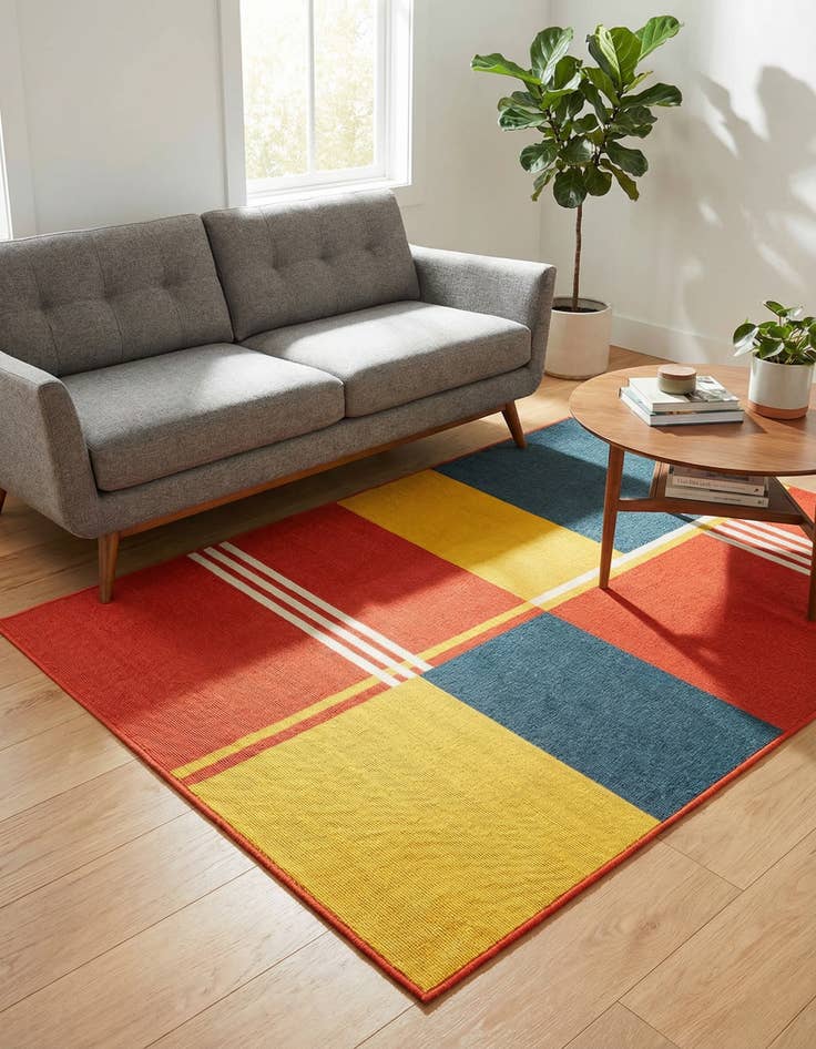 Detail image of 4' x 6' Easy-Clean Modern Indoor / Outdoor Rug