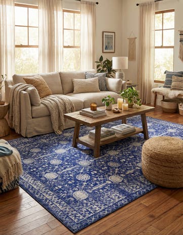 Navy Blue Washable Timeless Rug