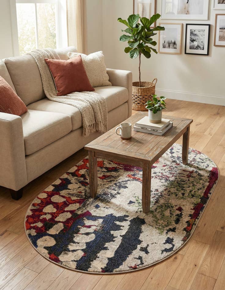 Detail image of 4' 1 x 6' 1  Washable Haerfest Oval Rug