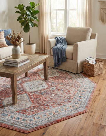 Red Newport Octagon Rug