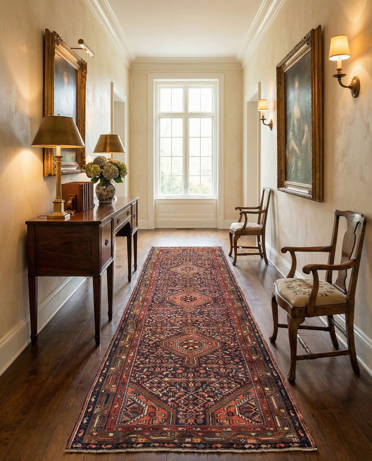 3' 8 x 10' 7 Hossainabad Wool Runner Rug