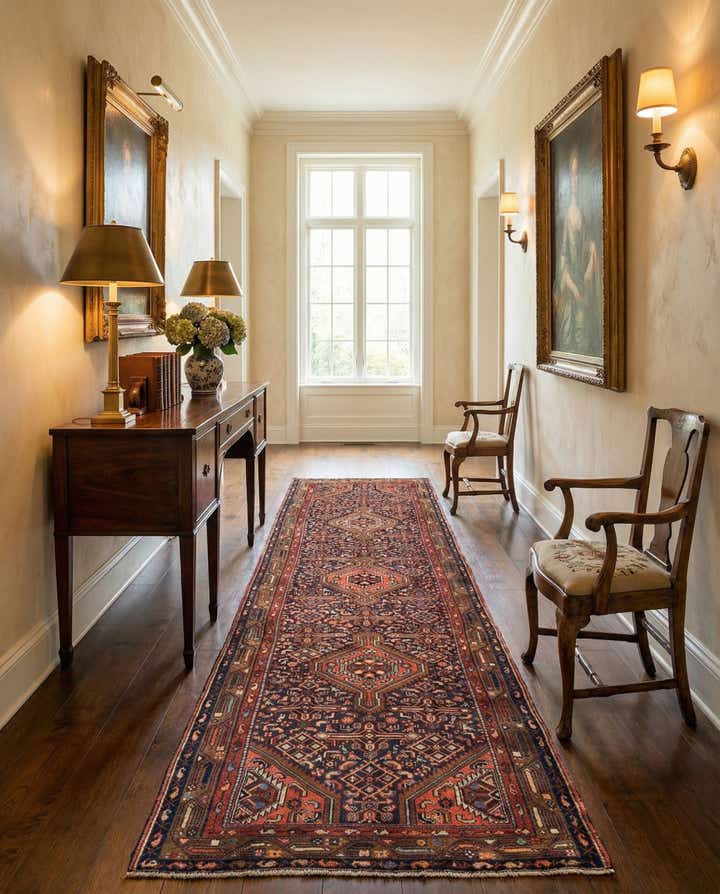 3' 8 x 10' 7 Hossainabad Wool Runner Rug