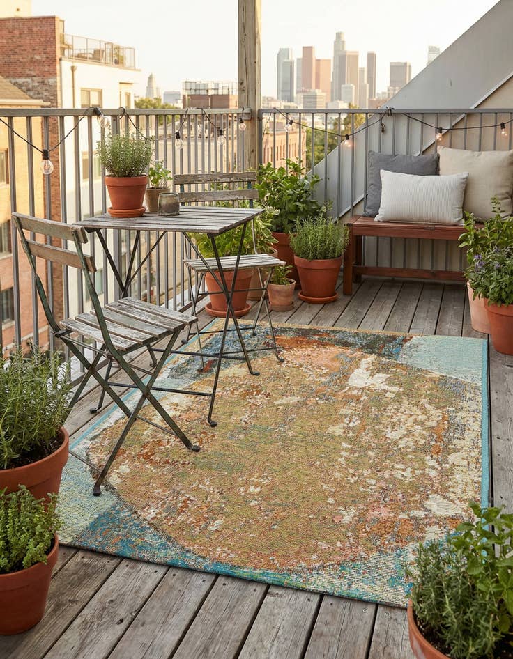 Detail image of 2' x 3' 1  Washable Modern Indoor / Outdoor Rug