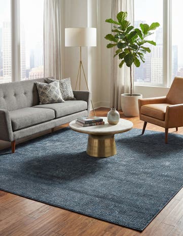 Jill Zarin Navy Blue Uptown Park Avenue Square Rug