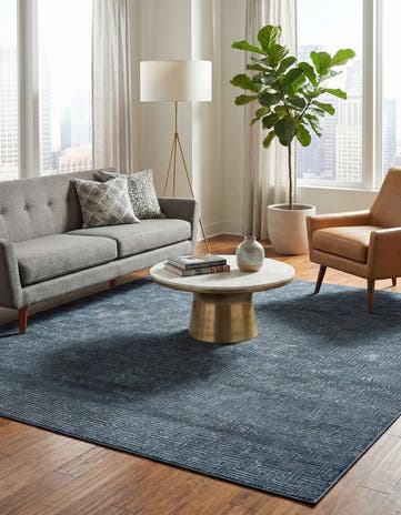 Jill Zarin Navy Blue Uptown Park Avenue Square Rug