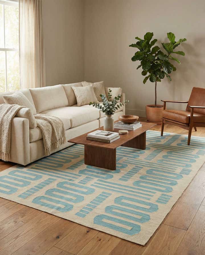 6' 7 x 9' 7 Hand Woven Kilim Modern Wool Rug