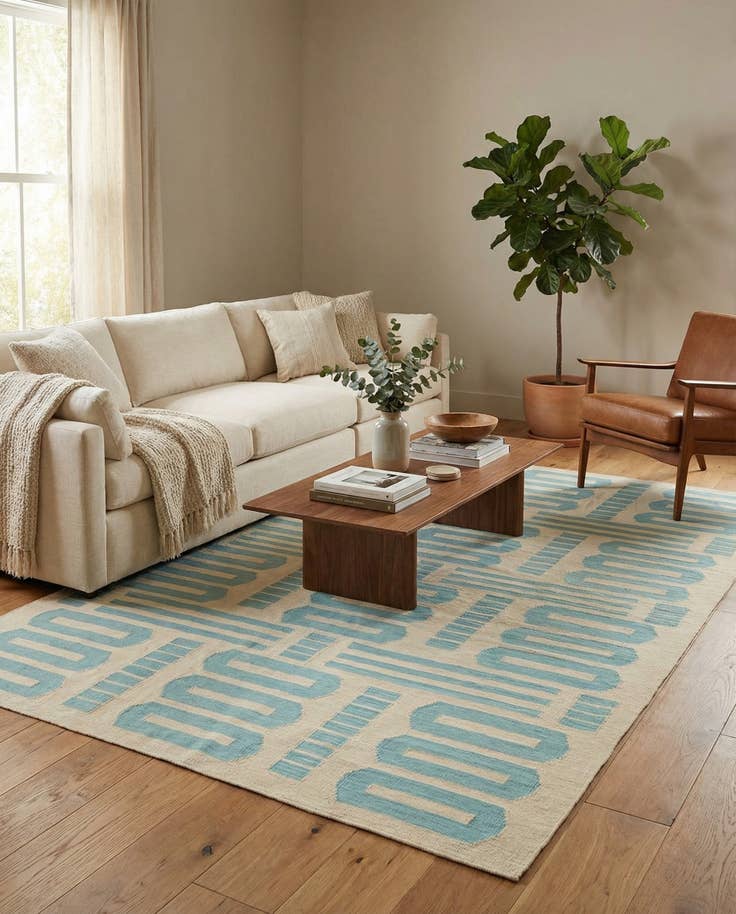 Detail image of 6' 7 x 9' 7 Hand Woven Kilim Modern Wool Rug