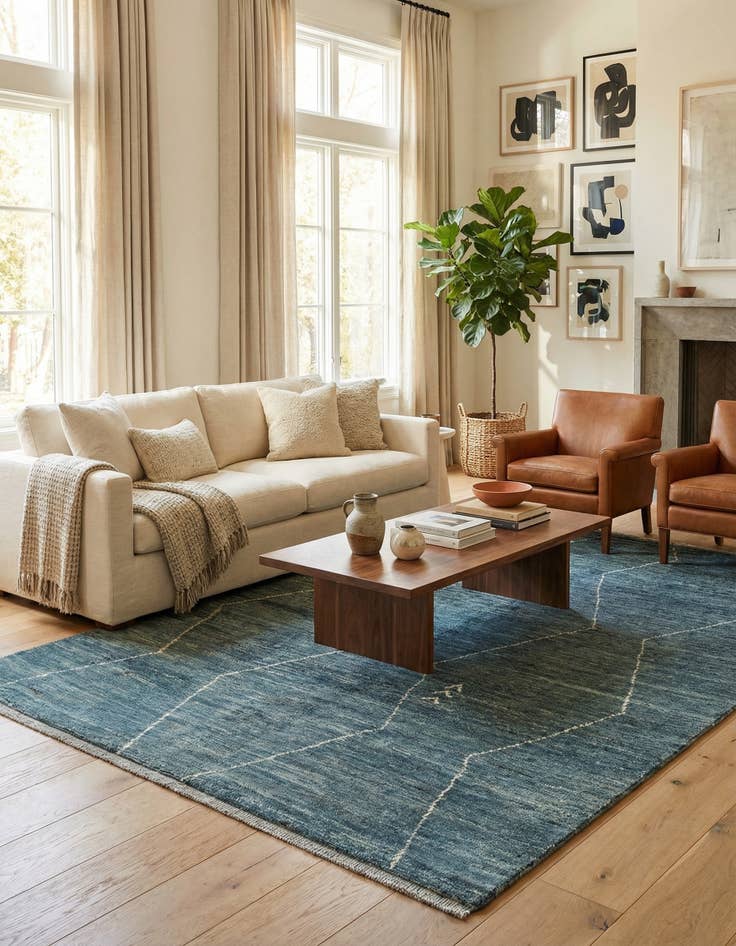 Detail image of 4' 5 x 6' 7  Hand Knotted Moroccan Wool Rug