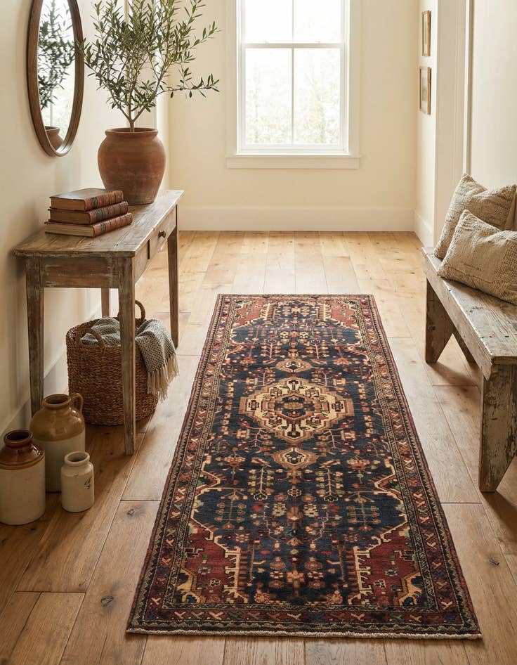 Detail image of 3' 9 x 10' 4  Hand Knotted Nahavand Persian Wool Runner Rug