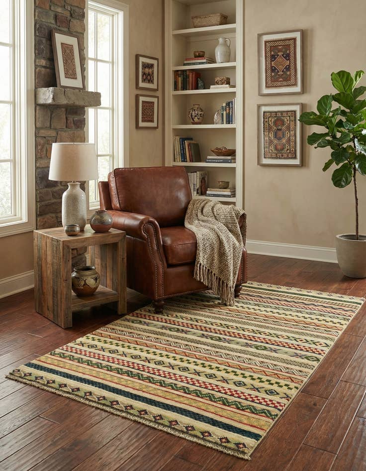 Detail image of 2' 9 x 4'  Hand Knotted Modern Ziegler Rug