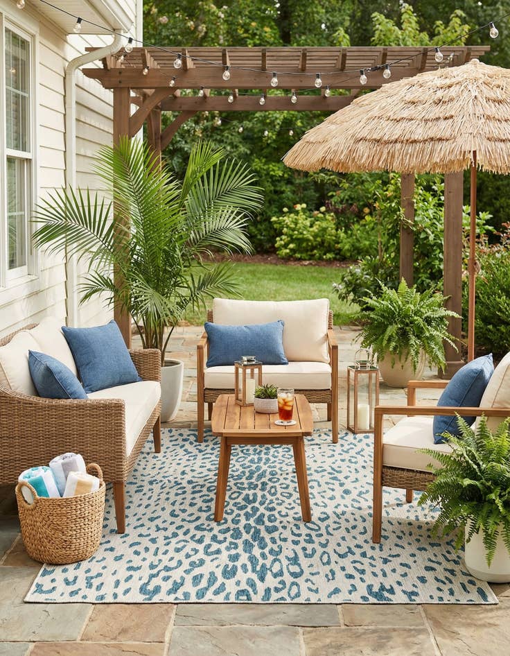 Detail image of 5' 3 x 8'  Washable Safari Indoor / Outdoor Rug