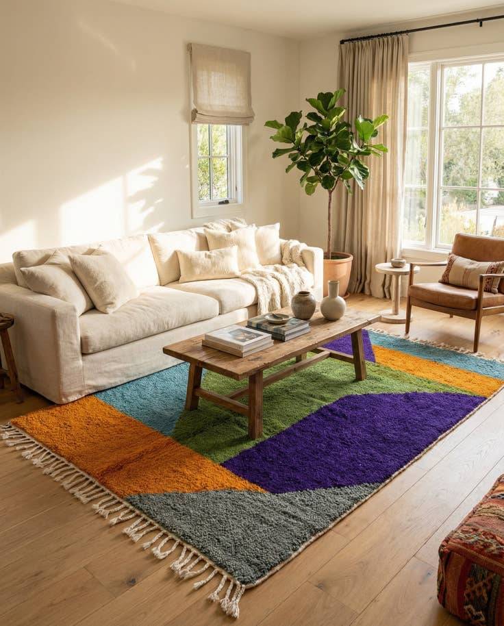 Detail image of 5' 4 x 7' 10 Hand Knotted Moroccan Wool Rug