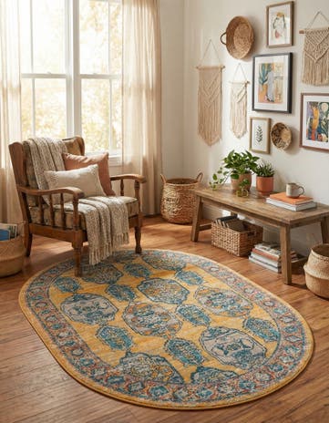 Yellow Lola Oval Rug