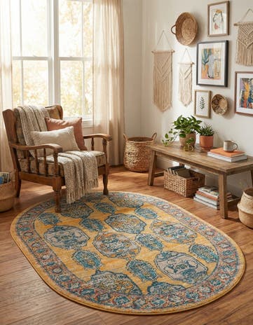 Yellow Lola Oval Rug