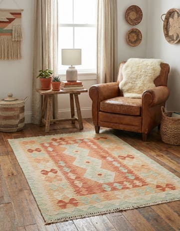 2' 8 x 4' 4 Hand Woven Kilim Waziri Wool Rug