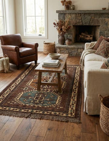 4' 6 x 6' 7 Hand Knotted Kars Wool Rug