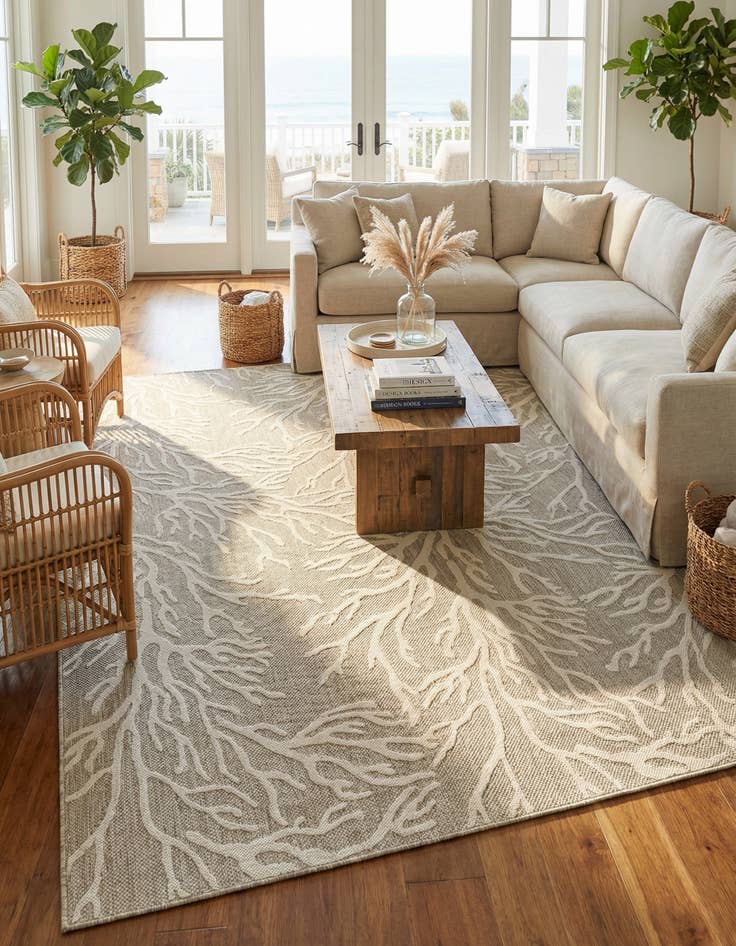 Detail image of  9' x 12'  Washable Coastal Indoor / Outdoor Rug