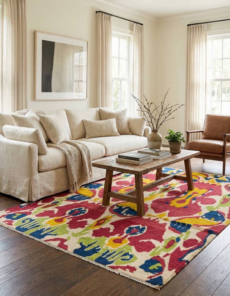 Detail image of 5' 4 x 8'  Hand Knotted Darya Wool Rug