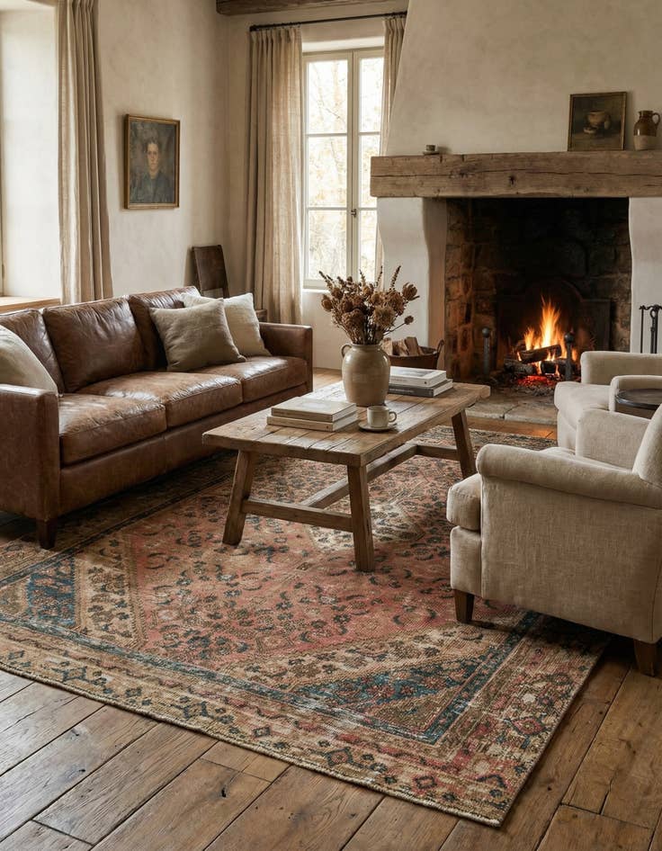 Detail image of  6' x 8' 10  Hand Knotted Ultra Vintage Persian Wool Rug