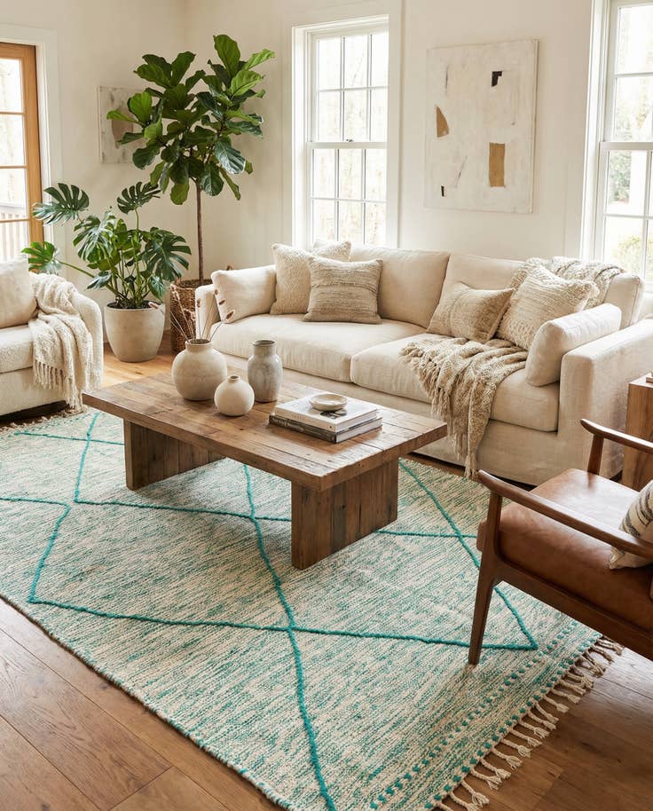 Detail image of 5' x 8' Hand Knotted Moroccan Wool Rug