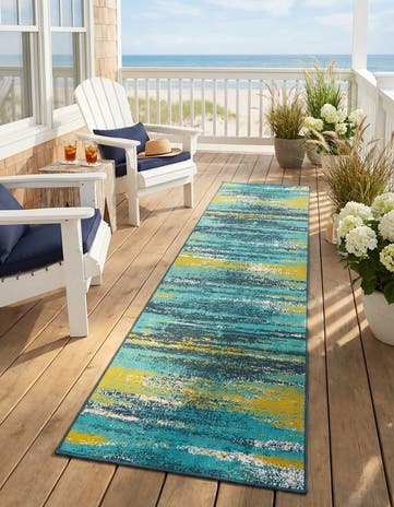 2' 7 x 12' Easy-Clean Coastal Indoor / Outdoor Runner Rug