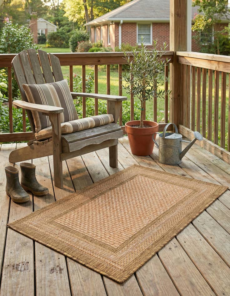 Detail image of  2' 2 x 3'  Washable Border Indoor / Outdoor Rug