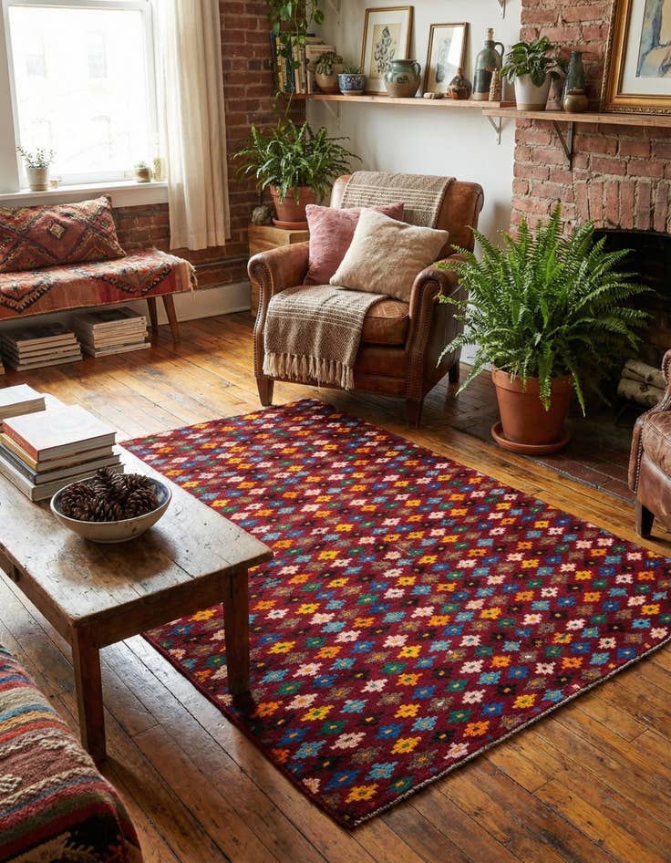 Detail image of 4' x 5' 9  Hand Knotted Balouch Wool Rug