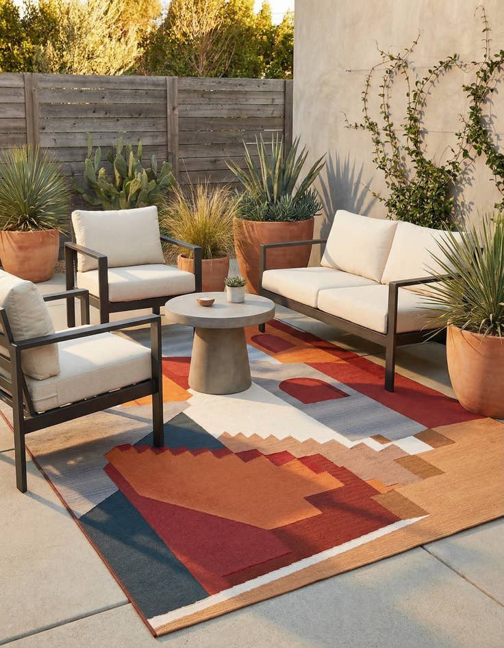 Detail image of 6' x 9' Easy-Clean Modern Indoor / Outdoor Rug