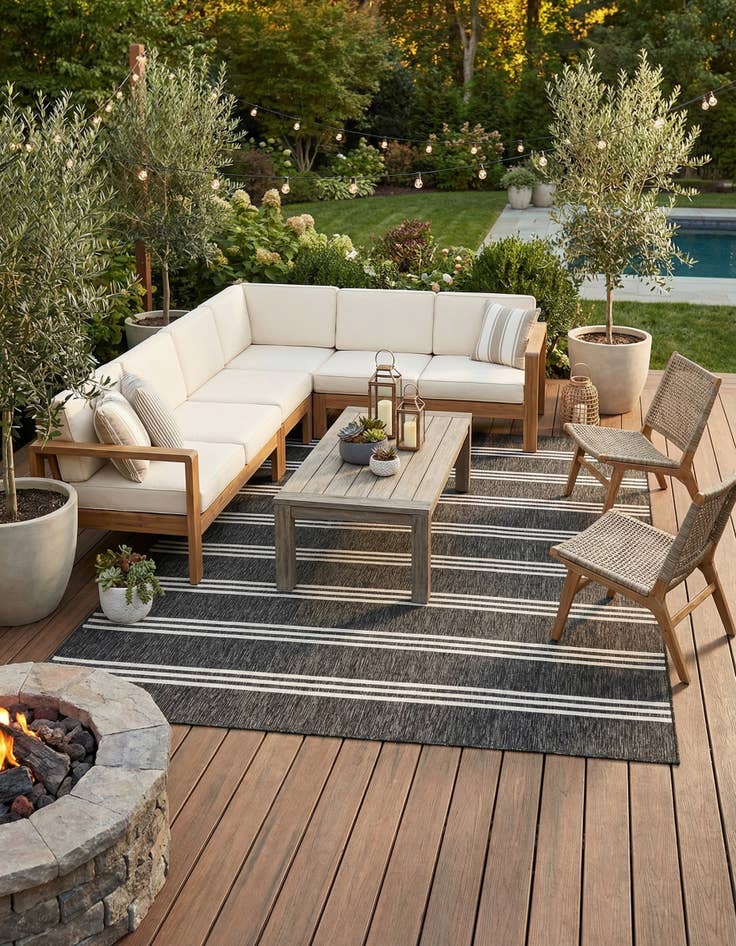 Detail image of 12' x 12'  Washable Jill Zarin Anguilla Indoor / Outdoor Square Rug