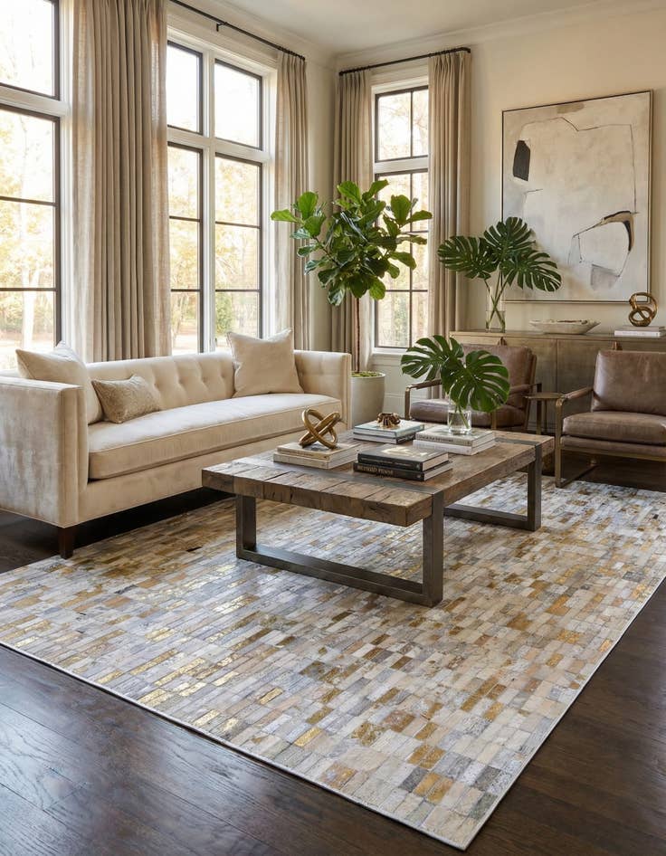 Detail image of  4' 11 x 7' 11 Cowhide - Patchwork Rug