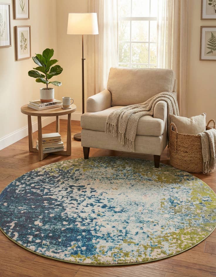 Detail image of 5' x 5'  Washable Casablanca Round Rug