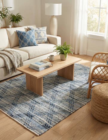 4' 1 x 6' 1 Hand Woven Chindi Cotton Rug