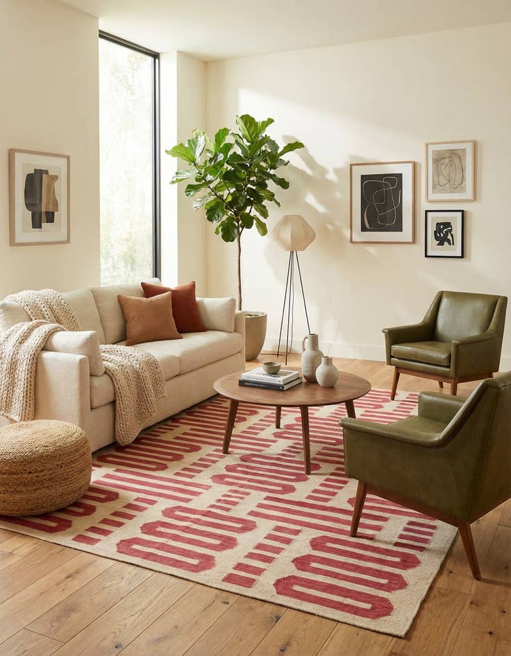 Detail image of 5' 8 x 7' 8  Hand Woven Kilim Modern Wool Rug