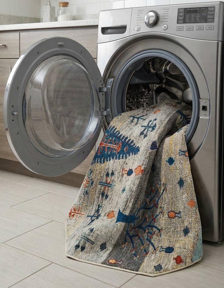 Detail image of  5' 3 x 5' 3  Washable Vivid Octagon Rug