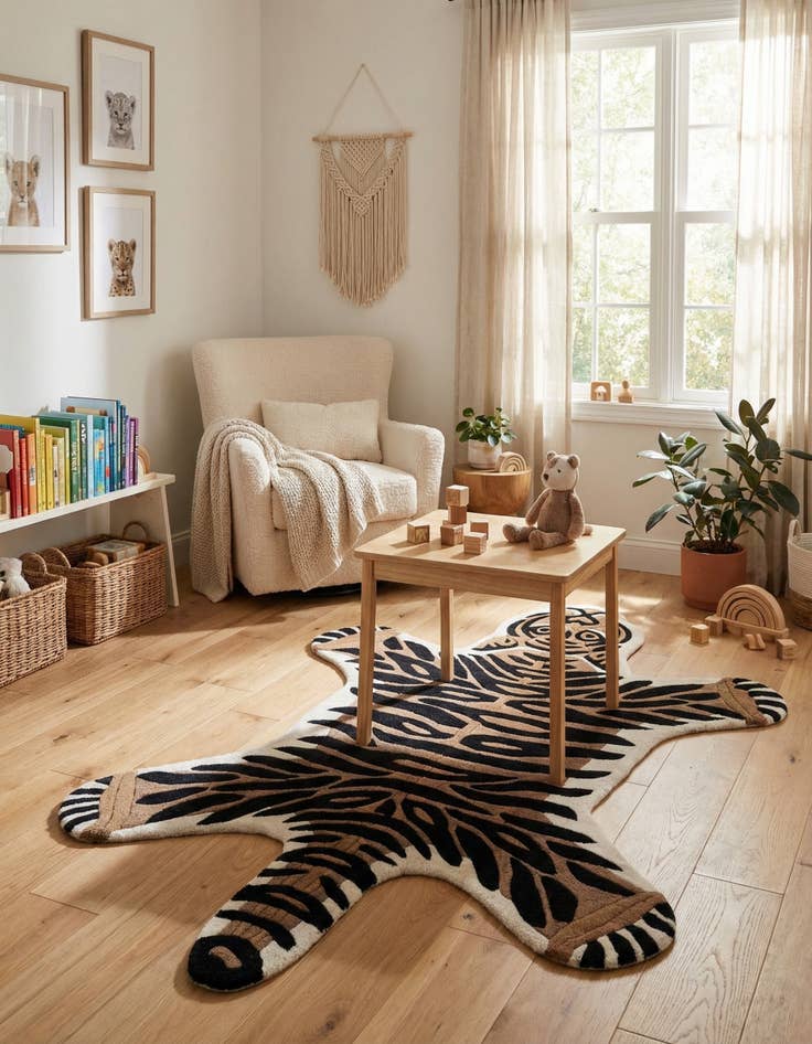 Detail image of 4' 1 x 6' 1 Playtime Kids Wool Freeform Rug