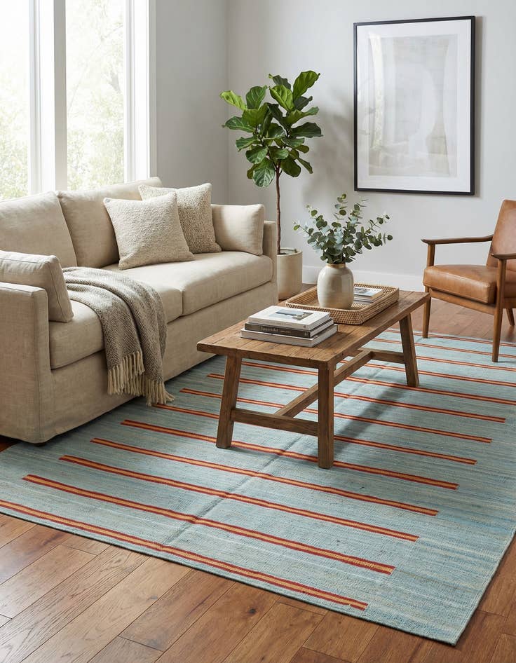 Detail image of  5' 3 x 6' 5  Hand Woven Kilim Modern Wool Rug