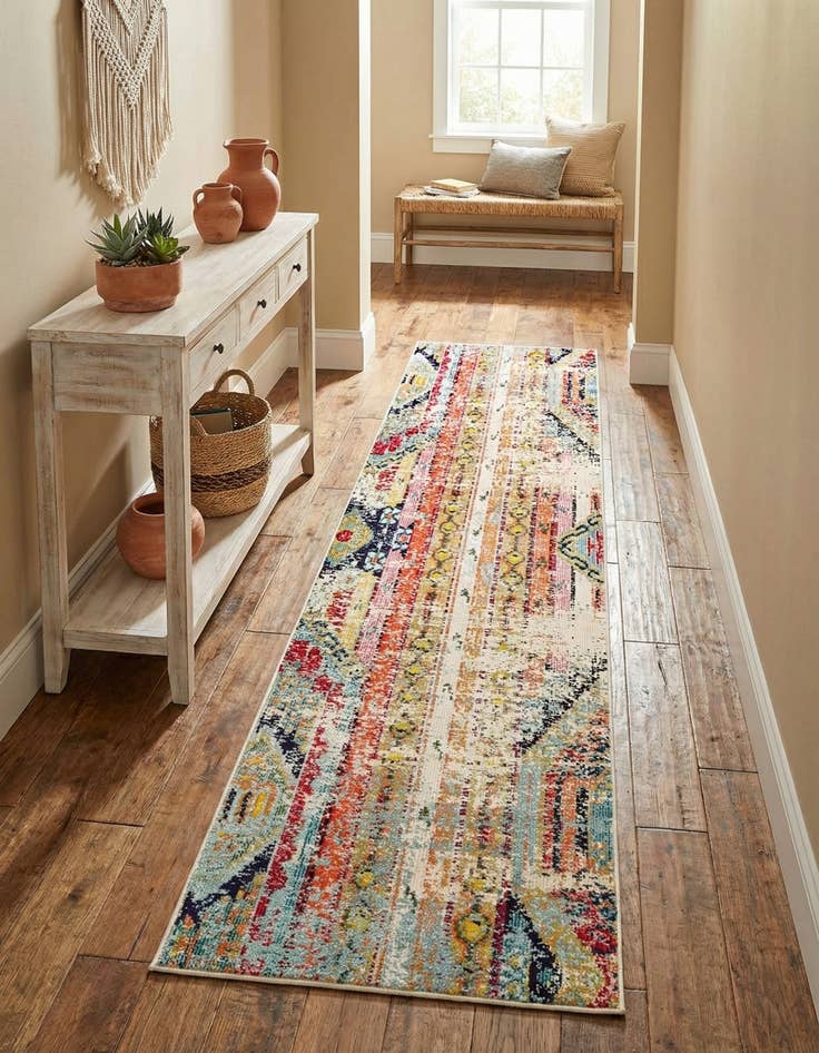 Detail image of 2' 7 x 12'  Washable Santa Fe Runner Rug