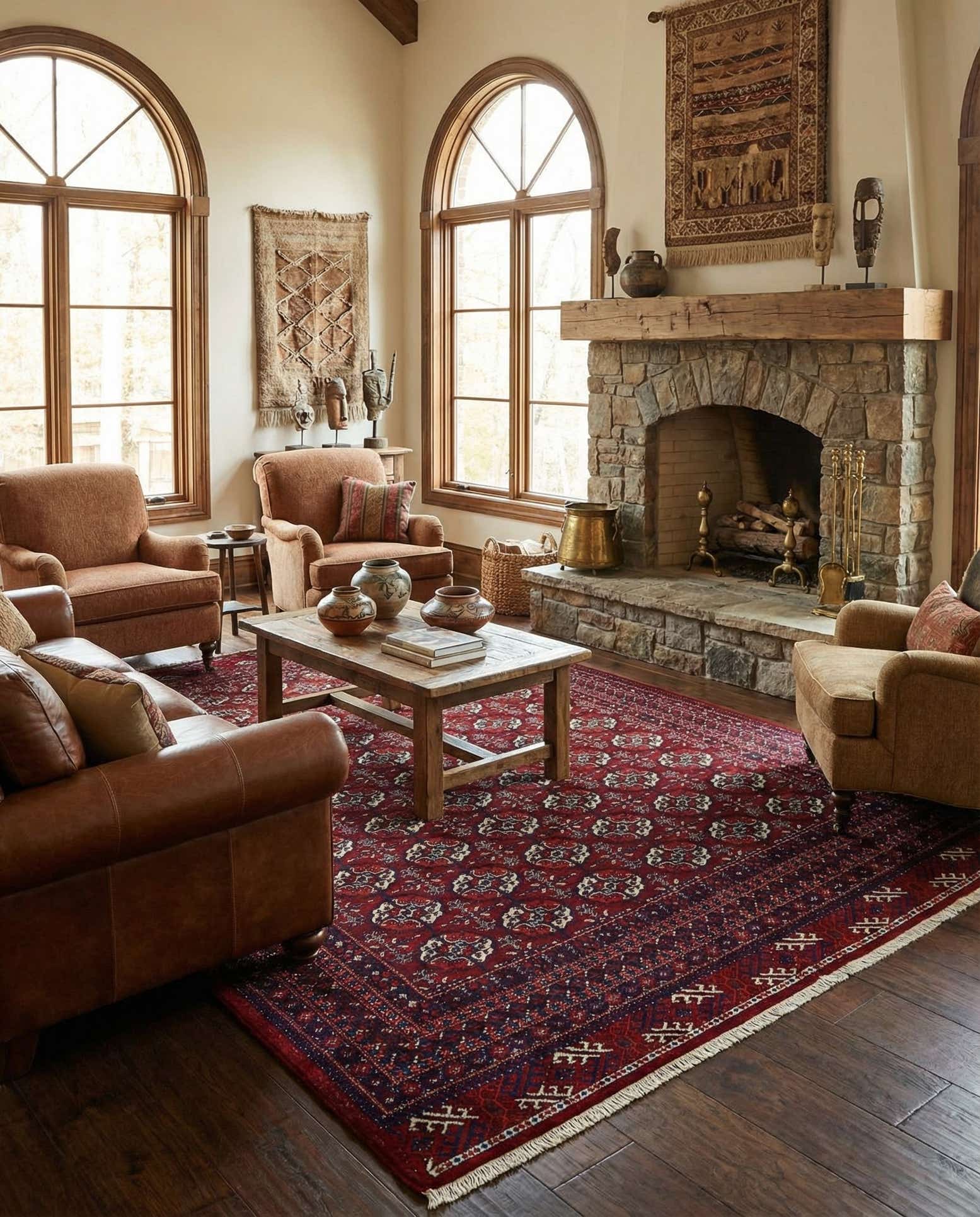 6' 8 x 9' 11 Hand Knotted Afghan Ersari Wool Rug