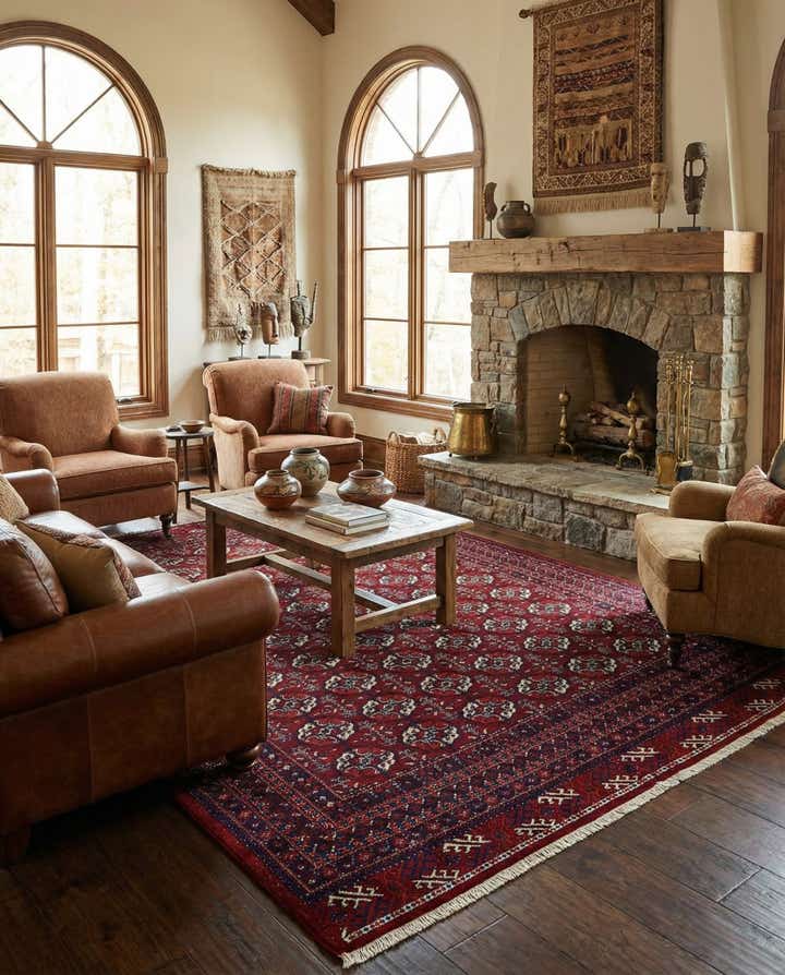 6' 8 x 9' 11 Hand Knotted Afghan Ersari Wool Rug