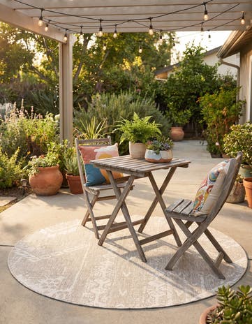 6' x 6' Easy-Clean Bohemian Indoor / Outdoor Round Rug
