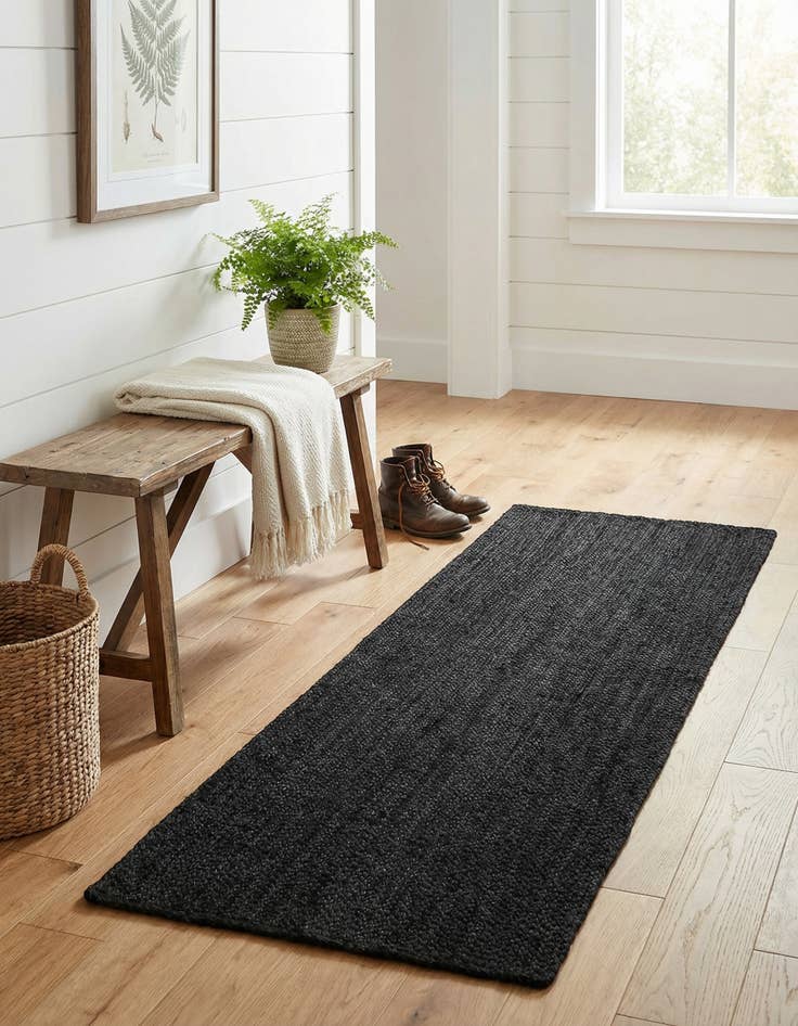 Detail image of  2' x 6' 1  Hand Braided Jute Runner Rug