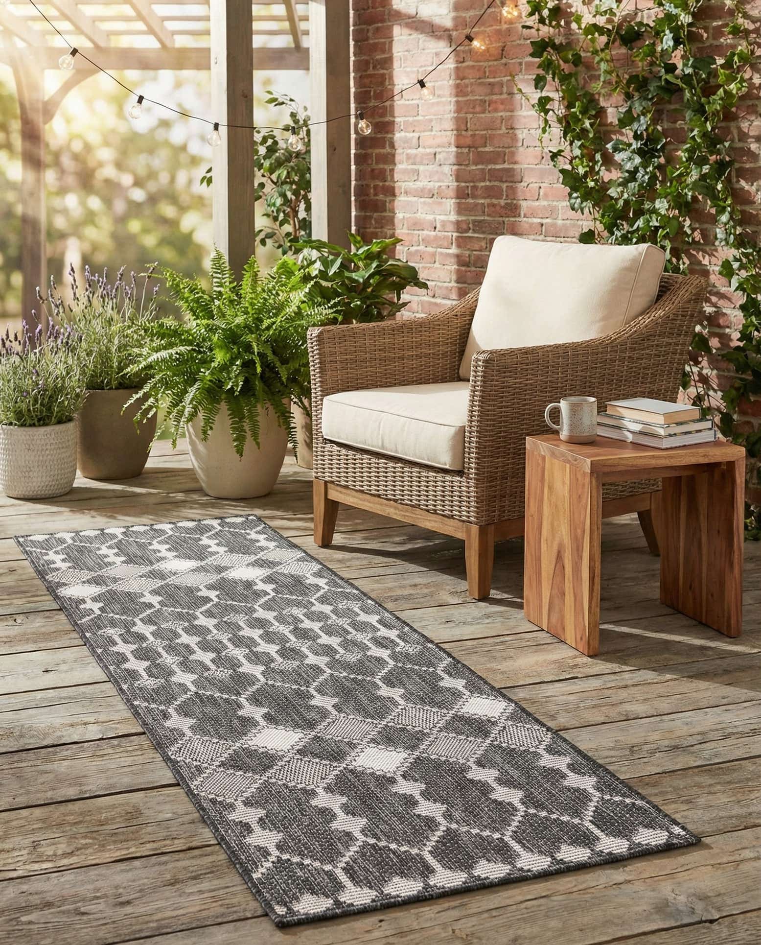 2' x 6' Easy-Clean Trellis Indoor / Outdoor Runner Rug