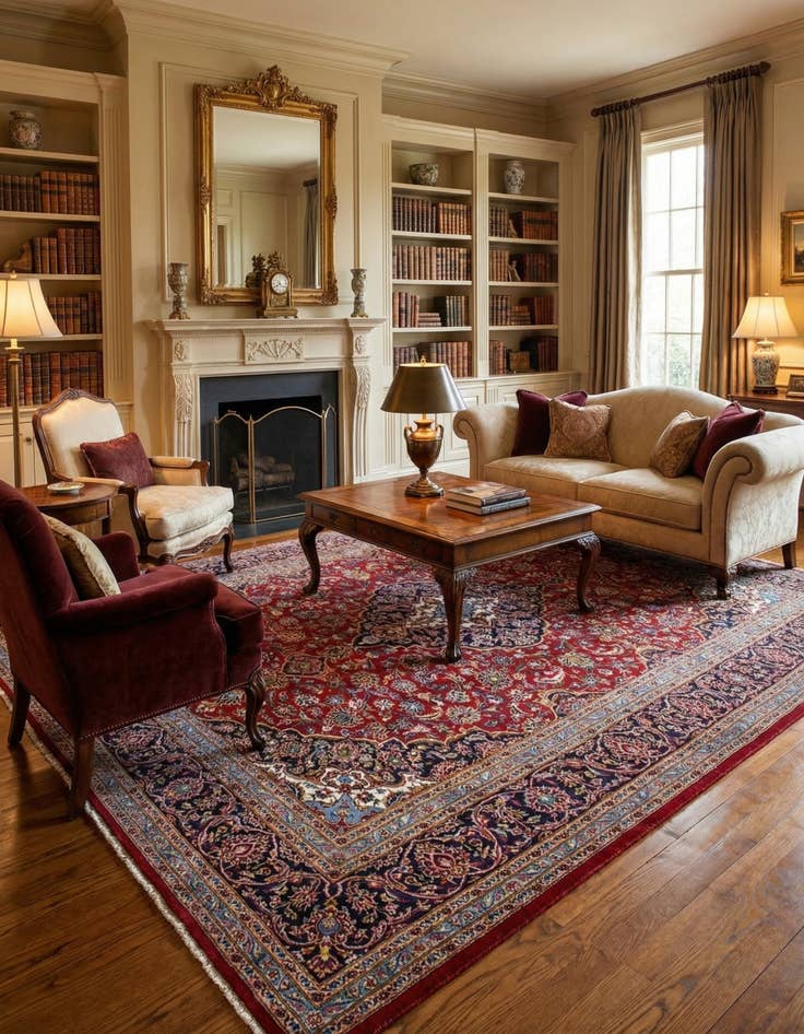 Detail image of 10' x 12' 8 Hand Knotted Kashan Persian Wool Rug