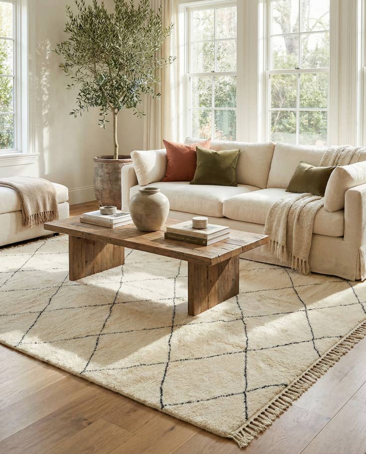 Detail image of 7' x 10' 2 Hand Knotted Moroccan Wool Rug