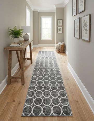 Gray Lattice Trellis Runner Rug