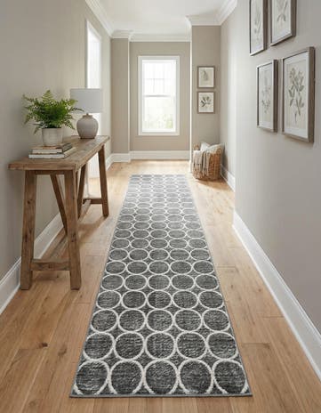 Gray Lattice Trellis Runner Rug