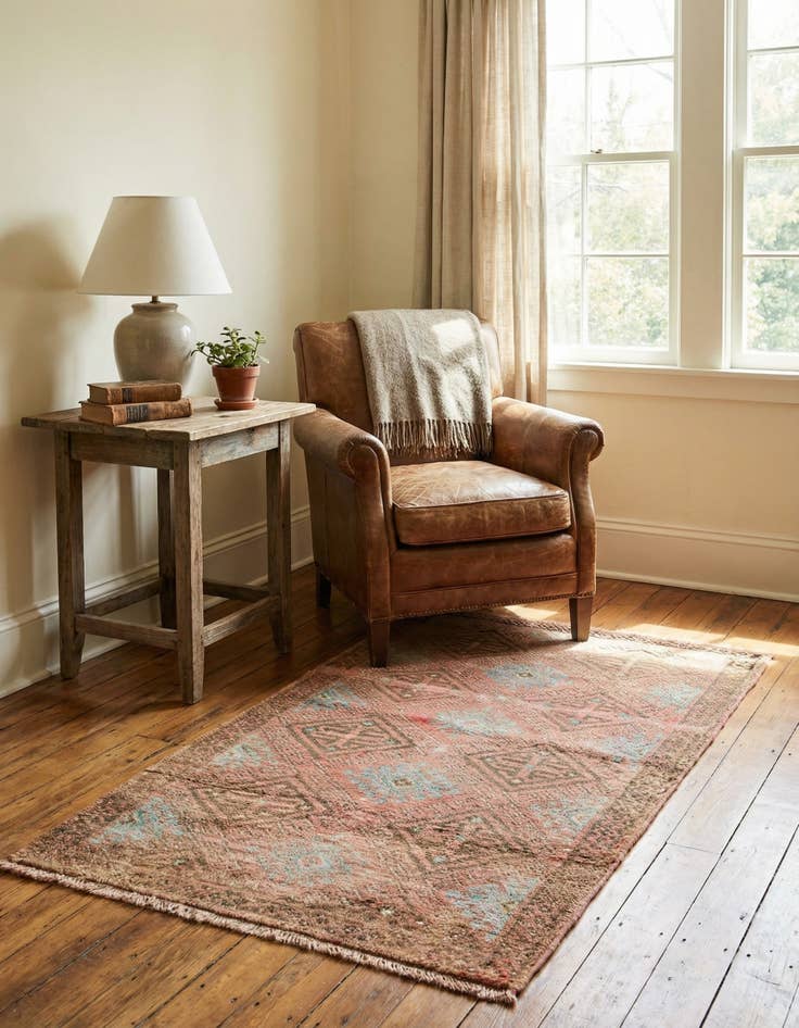 Detail image of  2' 6 x 4' 2  Hand Knotted Ultra Vintage Persian Wool Rug