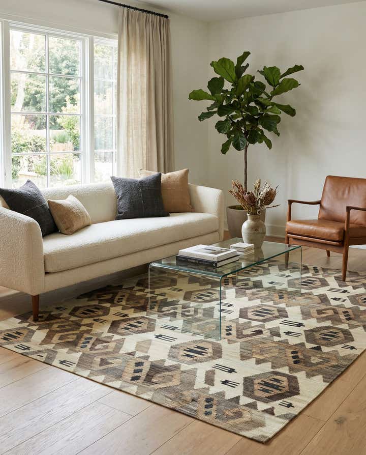 5' 3 x 6' 9 Hand Woven Kilim Modern Wool Rug