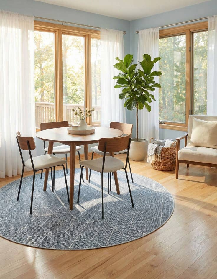 Detail image of  7' 10 x 7' 10  Washable Lattice Indoor / Outdoor Round Rug